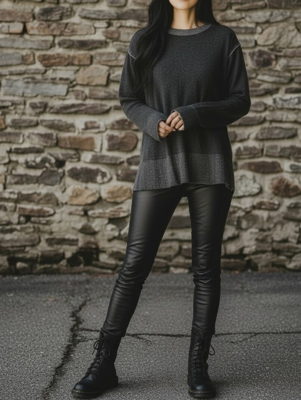 Tilley Casmere Blend Charcoal Knit Pullover Jumper Sweater